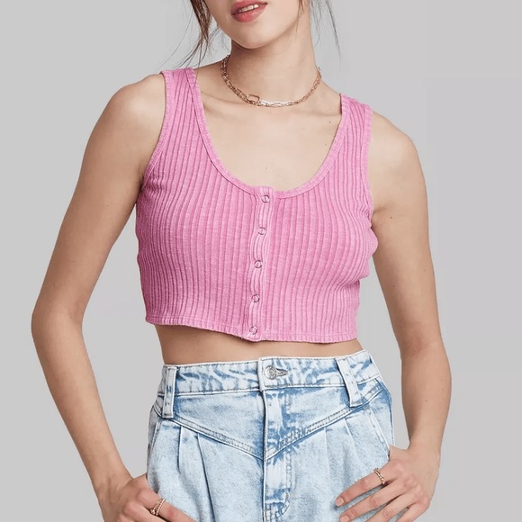 wild fable Tops - Wild Fable Pink Ribbed Tank Top